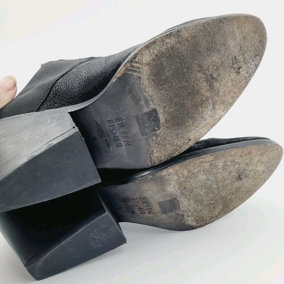 Eileen Fisher Black Suede Almond Toe Stretch Ankle Bootie Size 8 - Picture 8 of 10